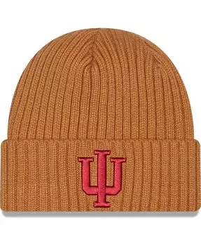 Мужская светло-коричневая классическая вязаная шапка с манжетами в стиле Индиана Core New Era, коричневый