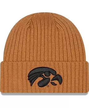 Мужская светло-коричневая классическая вязаная шапка с манжетами Iowa Hawkeyes Core New Era, коричневый