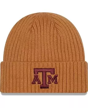 Мужская светло-коричневая классическая вязаная шапка с манжетами Texas A&M Aggies Core New Era, коричневый