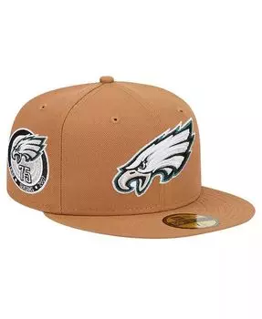 Мужская светло-коричневая приталенная шляпа Philadelphia Eagles Color Pack 59FIFTY с боковой нашивкой New Era, бежевый