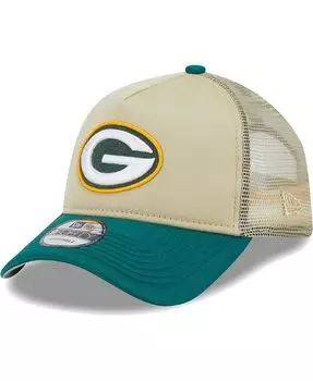 Мужская светло-коричневая, зеленая регулируемая кепка Green Bay Packers All Day A-Frame Trucker 9FORTY New Era