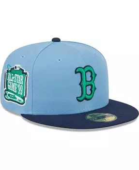 Мужская светло-синяя, темно-синяя шляпа Boston Red Sox Green Undervisor 59FIFTY New Era