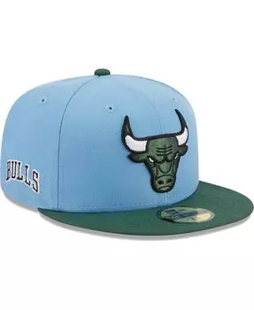Мужская светло-синяя, зеленая двухцветная приталенная шляпа Chicago Bulls 59FIFTY New Era