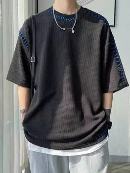 Мужская свободная футболка с короткими рукавами Hypemode, связанная крючком Manfinity, черный