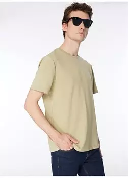 Мужская свободная футболка светло-хаки с круглым вырезом F4SM-TST 0426 Fabrika, светлый хаки
