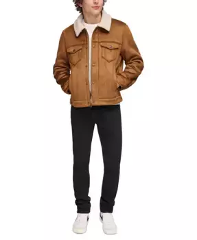 Мужская свободная куртка-косуха на искусственном меху Levi's, коричневый