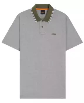 Мужская свободная поло Oxford-Piqu из хлопка Hugo Boss, зеленый