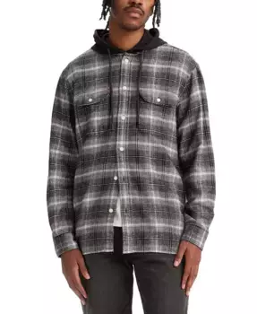 Мужская свободная удлиненная рубашка на пуговицах с капюшоном и длинными рукавами Levi's, красный