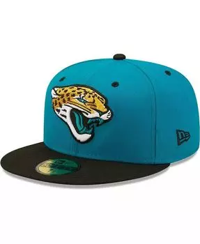 Мужская темно-бирюзовая, черная облегающая шляпа Jacksonville Jaguar Flipside 59Fifty New Era, зеленый