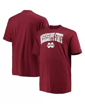 Мужская темно-бордовая футболка Mississippi State Bulldogs Big and Tall Arch Over с надписью Champion, красный