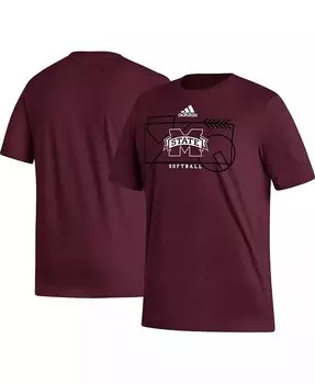 Мужская темно-бордовая футболка Mississippi State Bulldogs Locker Lines Softball Fresh Adidas, красный