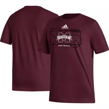 Мужская темно-бордовая футболка Mississippi State Bulldogs Locker Lines Softball Fresh adidas