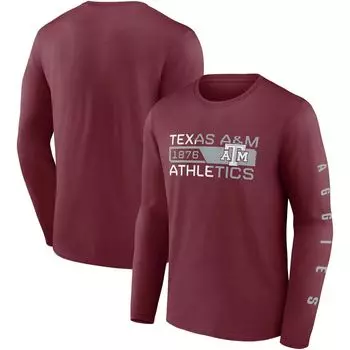 Мужская темно-бордовая футболка с длинным рукавом Texas A&M Aggies для прыжков в длину с 2 ударами и фирменным логотипом Fanatics
