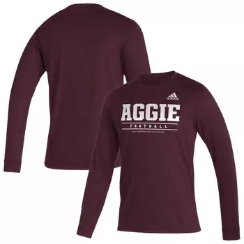 Мужская темно-бордовая футболка Texas A&M Aggies Sideline Creator Practice AEROREADY с длинным рукавом adidas