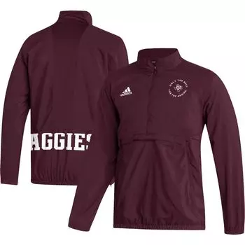 Мужская темно-бордовая куртка Texas A&M Aggies AEROREADY с молнией до половины adidas