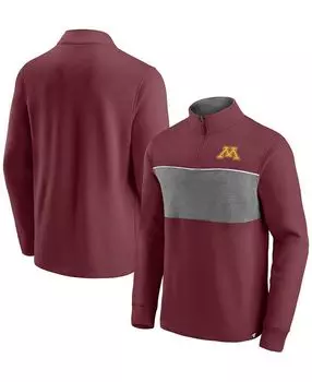 Мужская темно-бордовая, меланжево-серая куртка minnesota golden gophers primary logo с молнией на четверть Fanatics