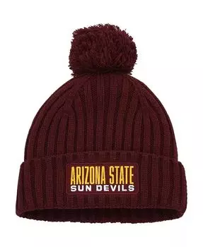 Мужская темно-бордовая вязаная шапка с манжетами и помпоном Sun Devils Modern Arizona State Sun Devils Adidas, красный