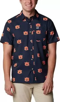 Мужская темно-коричневая рубашка Columbia Tigers на пуговицах супер свободного кроя