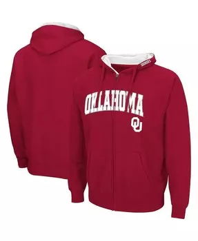 Мужская темно-красная худи oklahoma sooners arch & team logo 3.0 с молнией во всю длину Colosseum