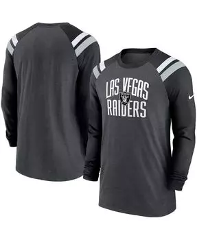 Мужская темно-серая черная модная спортивная футболка Las Vegas Raiders Tri-Blend реглан с длинным рукавом Nike
