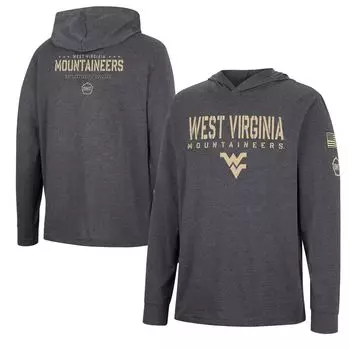 Мужская темно-серая футболка с длинным рукавом и худи с капюшоном West Virginia Mountaineers Team OHT Military Appreciation Colosseum