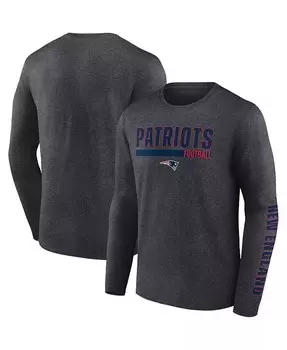 Мужская темно-серая футболка с длинным рукавом New England Patriots Fanatics, серый