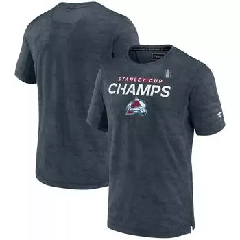 Мужская темно-серая футболка с логотипом Fanatics Colorado Avalanche, чемпионы Кубка Стэнли 2022, аутентичная профессиональная футболка