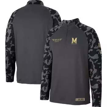 Мужская темно-серая куртка Maryland Terrapins OHT Military Appreciation Long Range с молнией на четверть длины реглан Colosseum