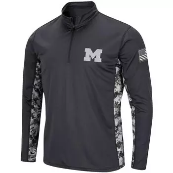 Мужская темно-серая куртка Michigan Wolverines OHT Military Appreciation Digi Camo с молнией четверть четверти Colosseum