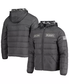 Мужская темно-серая куртка-пуховик arizona wildcats oht в стиле милитари appreciation digital camo detail с молнией во всю длину Colosseum, мульти