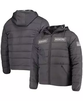 Мужская темно-серая куртка-пуховик nebraska huskers oht в стиле милитари appreciation digital camo detail с молнией во всю длину Colosseum, мульти