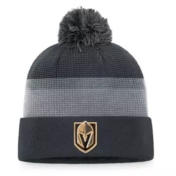 Мужская темно-серая мужская брендовая шапка Fanatics Vegas Golden Knights Authentic Pro Home с манжетами и помпоном