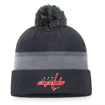 Мужская темно-серая мужская вязаная шапка Fanatics Washington Capitals Authentic Pro Home с манжетами и помпоном