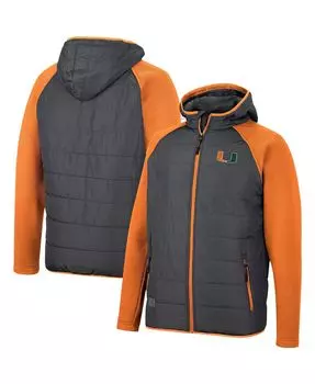 Мужская темно-серая, оранжевая куртка miami hurricanes good on you с молнией во всю длину реглан Colosseum, мульти