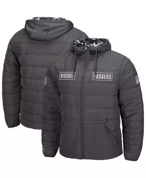 Мужская темно-серая пуховая куртка wisconsin badgers oht в стиле милитари с цифровым камуфляжным рисунком Colosseum, мульти