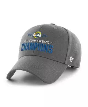 Мужская темно-серая регулируемая кепка Los Angeles Rams 2021 NFC Champions MVP '47 Brand