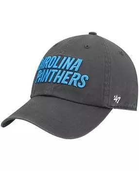 Мужская темно-серая регулируемая шляпа Carolina Panthers Clean Up Script '47 Brand
