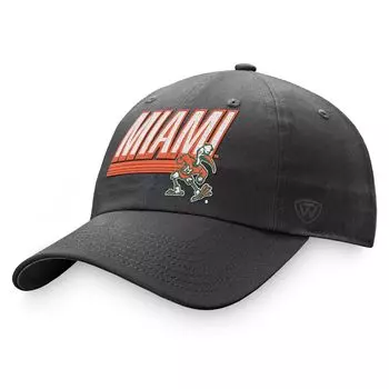 Мужская темно-серая регулируемая шляпа Top of the World Miami Hurricanes Slice