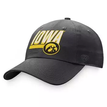Мужская темно-серая регулируемая шляпа Top of the World Iowa Hawkeyes Slice