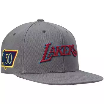Мужская темно-серая шляпа Mitchell & Ness Los Angeles Lakers Hardwood Classics NBA 50th Anniversary Carbon Cabernet