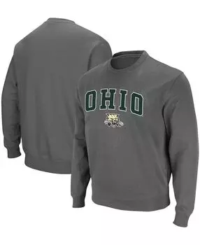 Мужская темно-серая толстовка из твила с капюшоном ohio bobcats arch &amp; logo tackle Colosseum, мульти