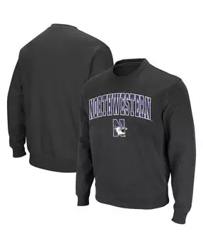 Мужская темно-серая толстовка northwestern wildcats arch & logo с круглым вырезом Colosseum, мульти