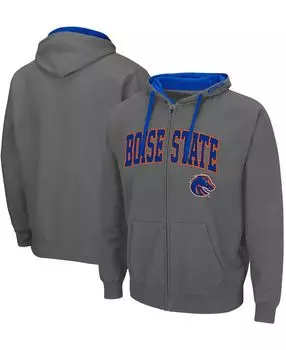 Мужская темно-серая толстовка с капюшоном boise state broncos arch logo 2.0 с молнией во всю длину Colosseum, мульти