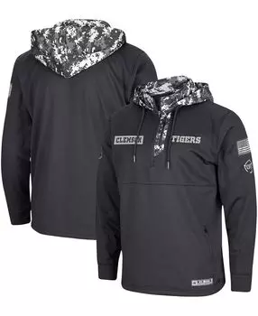 Мужская темно-серая толстовка с капюшоном clemson tigers oht в стиле милитари appreciation digital camo с молнией на четверть Colosseum, мульти