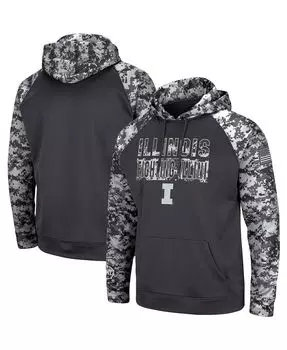 Мужская темно-серая толстовка с капюшоном illinois fighting illini oht в стиле милитари appreciation digi camo big and tall pullover Colosseum, мульти