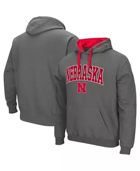 Мужская темно-серая толстовка с капюшоном nebraska huskers big and tall arch и logo 2.0 Colosseum, мульти