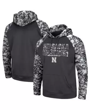Мужская темно-серая толстовка с капюшоном nebraska huskers oht в стиле милитари appreciation digital camo pullover hoodie Colosseum, мульти
