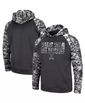 Мужская темно-серая толстовка с капюшоном virginia cavaliers oht в стиле милитари appreciation digital camo pullover hoodie Colosseum, мульти