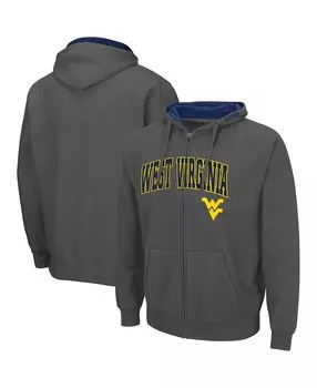 Мужская темно-серая толстовка с капюшоном west virginia mountaineers arch logo 3.0 с молнией во всю длину Colosseum, мульти