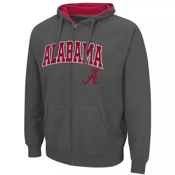 Мужская темно-серая толстовка с молнией во всю длину Alabama Crimson Tide Arch & Logo 3.0 Colosseum